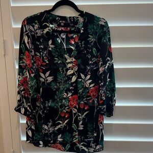 Rose & Olive Black and Red Floral Blouse